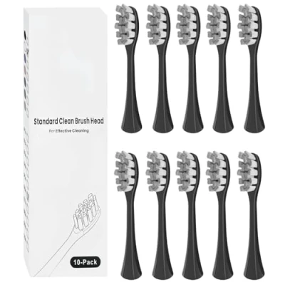 Image of 10 Pack Replacement Brush Heads Compatible with Oclean Electric Toothbrush for Spark, Flow, X Pro, Pro Elite, Digital, Lite, X10, Ultra, Air2, F1 (Black)