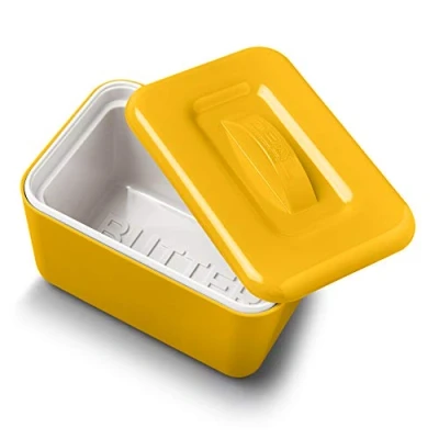 Image of Zeal Insulated Butter Dish, Large 500g Capacity Double Walled Tub/Container with Lid, Melamine Mustard Yellow