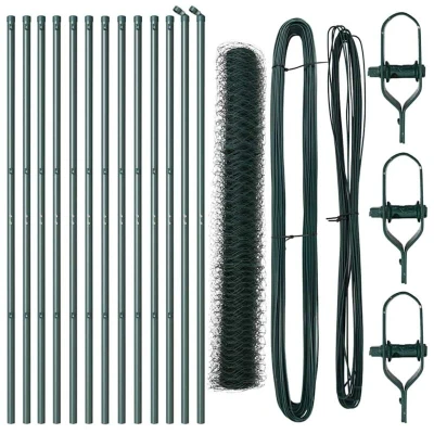 Image of vidaXL Fencing Set of 2 Green Metal 25 x 1.2 m Durable