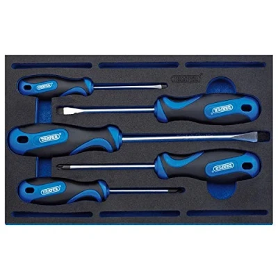 Image of Draper Soft Grip Screwdriver Set in 1/4 Drawer EVA Insert Tray (5 Piece)