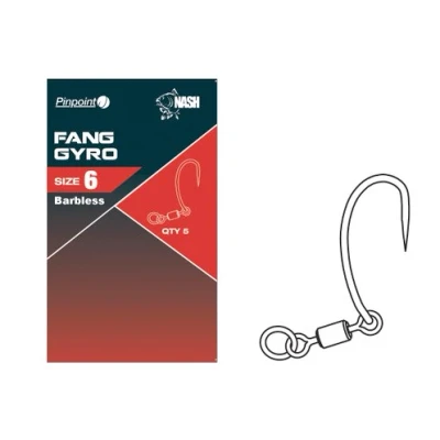 Image of Nash Fang Gyro Size 6 Barbless (5pcs) Carp hooks