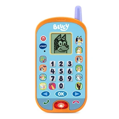 Image of VTech Bluey Ring Learning Phone, Official Toy, Interactive Role Play Toy Phone with Voice Activation, Games &amp; Numbers, Educational Gift for Children Ages 3, 4+ Years, English Version