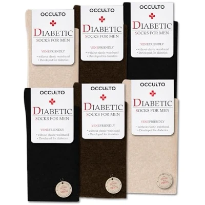 Image of Occulto Diabetic Socks for Men pack of 6 (Model: Oliver) Brown Mix 8