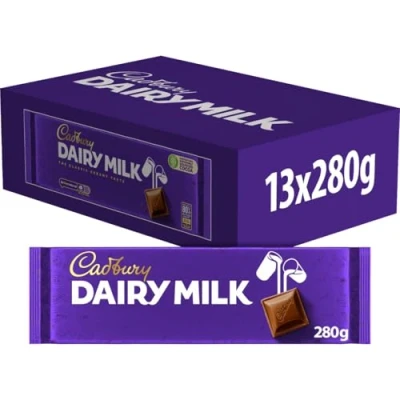 Image of Cadbury Dairy Milk Chocolate Bar, Bulk Buy, 280 g (Pack of 13 Bars)