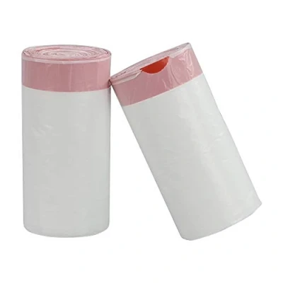 Image of Kiddream 15 Liter Small Bin Liners Drawstring, White Bags, 2 Rolls/120 Counts