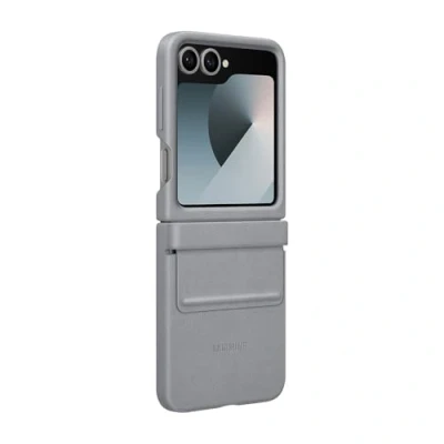 Image of Samsung Pu Leather Back Cover Grey Galaxy Z Flip 6