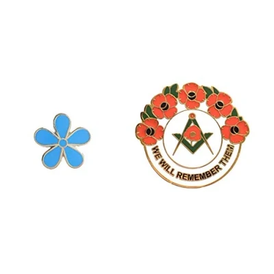 Image of Smartbadge®Masonic Forget Me Not Flower 11mm Badge And Masonic We Will Remember Hard Enamel Lapel Pin Badges