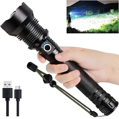 Image of Lylting Rechargeable LED Flashlights High Lumens, 200000 Lumens Super Bright Zoomable Waterproof Flashlight with 3 Modes &amp; Waterproof, Powerful Handheld for Camping Emergencies