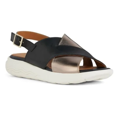 Image of Geox Women&#039;s D Spherica Ec5 C Sports Sandal, Black (Black Leather), 6 UK