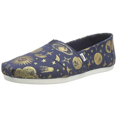 Image of TOMS Women&#039;s Alpargata Loafer Flat, Navy Print, 4.5 UK