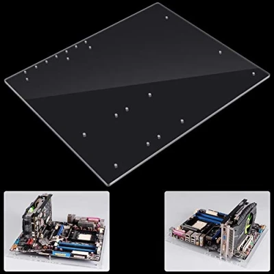 Image of Yunseity PC Open Frame Test Bench, Transparent ATX Motherboard Overlock DIY Air Chassis Case, 330x268mm Acrylic, Easy to Assemble Kit