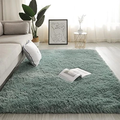 Image of Jyswx Soft Shaggy Area Rugs for Living Room Modern Bedroom Small to Extra Large Size Fulffy Carpets Nursery Non Shedding Washable Home Dormitory Decorative, Cyan, 60 x 120 cm