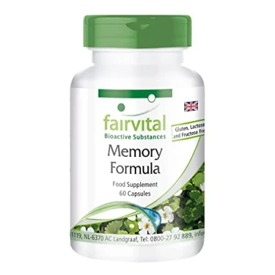 Image of Fairvital Memory Formula Vegan HIGH Dosage 60 Capsules with brahmi (Bacopa monnieri), Ginkgo and More
