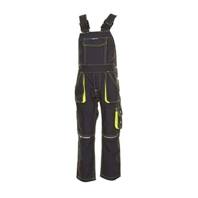 Image of Planam 6120098 Size 98/104 &quot;Junior&quot; Dungarees Anthracite/Yellow