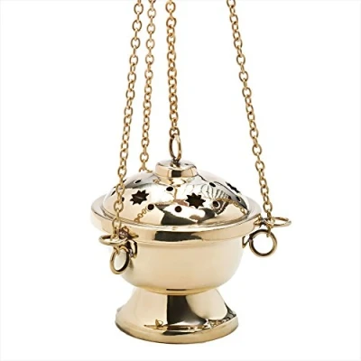 Image of NKlaus incense stand with insert bowl brass handmade gift 2932