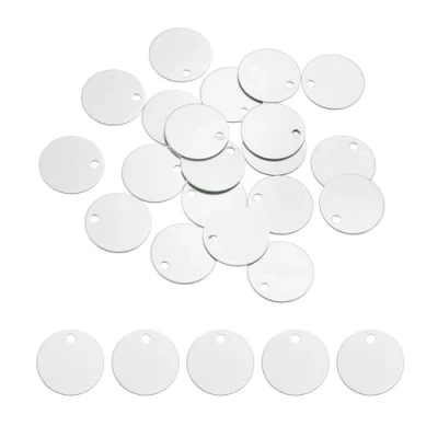 Image of sourcing map Metal Stamping Tags,1 Inch Round Silvery Aluminum Blanks for Necklace Bracelet Dog Pet ID Jewelry Making 20Pcs