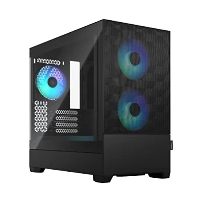 Image of Fractal Design Pop Mini Air RGB Black Tempered Glass Clear Tint Honeycomb Mesh Front TG side panel Three 120 mm Aspect 12 fans included mATX High Airflow PC Gaming Case