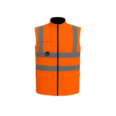 Image of Step Ahead Hi Vis Visibility 2 in 1 Reversible Fleece Bodywarmer Viz Orange, Yellow (Orange, XL)