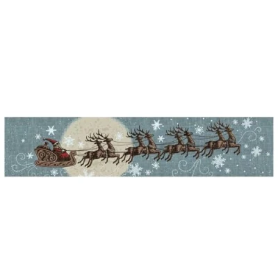 Image of Christmas Design Draught Excluder Festive Plush Fabric Door Insulation 90cm Santa Sleigh