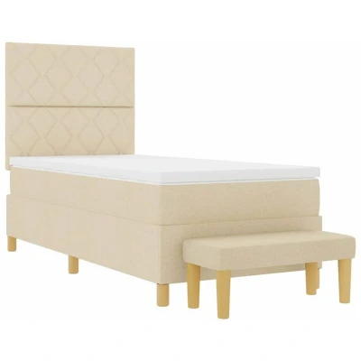 Image of vidaXL Box Spring Bed with Mattress Cream 100 x 200 cm Fabric