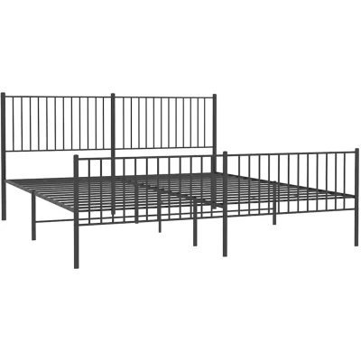 Image of vidaXL Metal Bed Frame without Mattress with Footboard Black 193x203cm
