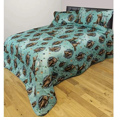 Image of Lisa Parker Single Bed Size Hubble Bubble Quilted Bedspread Throw Over Set Cats Potion