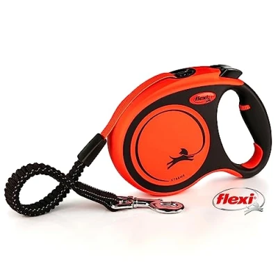 Image of Flexi Xtreme Tape Orange &amp; Black Large 5m Retractable Dog Leash/Lead for dogs up to 65kgs/143lbs