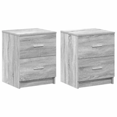 Image of vidaXL Engineered Wood Bedside Cabinets with Drawers Grey Sonoma Nightstand Set 40x36x50cm