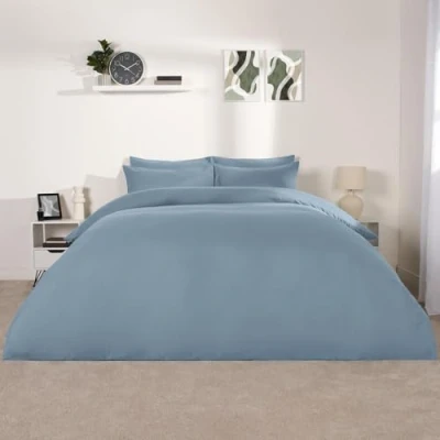 Image of Brentfords Blue Quilt Cover Double, Microfibre Double Duvet with Pillowcases Covers Set Luxury Super Soft Comfy Bedding Set,