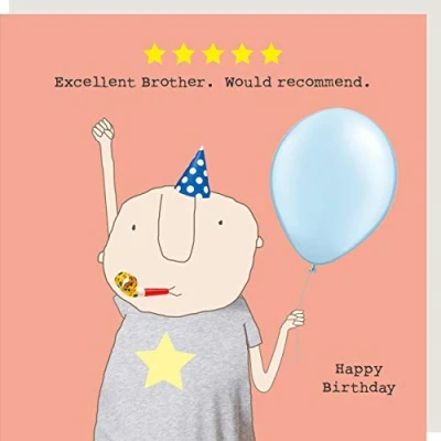 Image of Rosie Made A Thing Five Star Brother Birthday Card Humour Greeting Cards FSR16