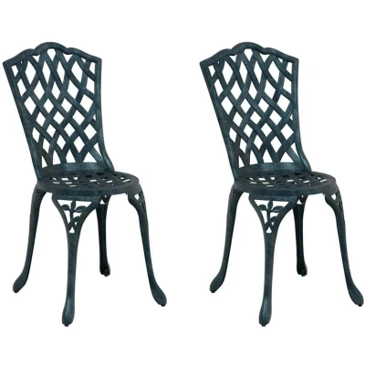 Image of vidaXL Garden Chairs 2 pcs Green Cast Aluminum