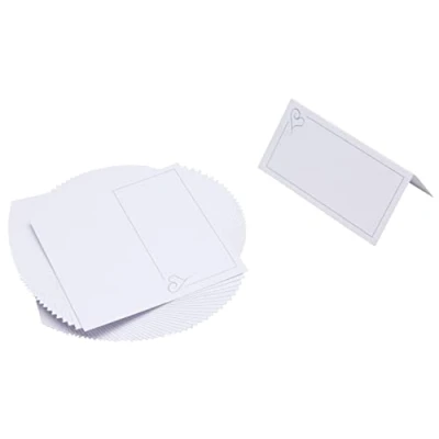 Image of Neviti Contemporary Heart Place Cards White/Silver 50 Pack