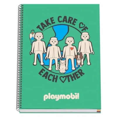 Image of DOHE A4 Squared Notebook Spiral Binding, 100 Sheets of 90 g/m², 5 mm Square, Hardcover, Playmobil Green Future, School Supplies