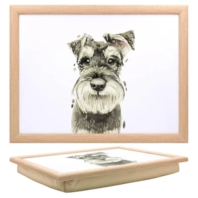 Image of Tamersgifts Cushioned Laptrays Lap Tray TV Dinner Bean Bag Padded Cushion Gift (Schnauzer Laptray)