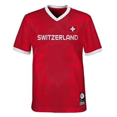 Image of Official 2023 Women&#039;s Football World Cup Youth Team Shirt, Switzerland, Red, 8 10 Years