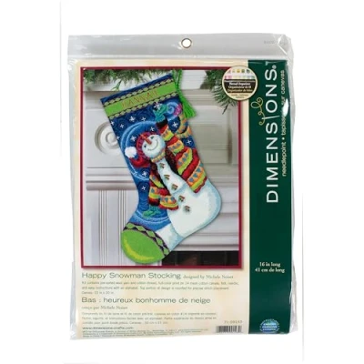 Image of Dimensions HAPPY SNOWMAN, Canvas,Wool