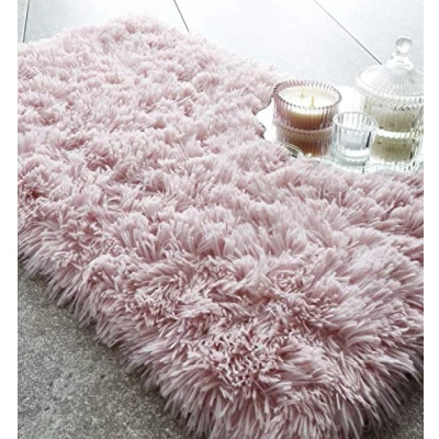 Image of Catherine Lansfield Cuddly Deep Pile Faux Fur 50x80cm Bath Mat Blush Pink