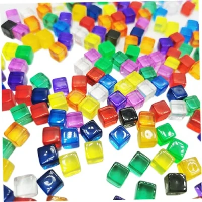 Image of Colorful Dice 200Pcs,Acrylic Cubes,D6 Set Games Acrylic 8mm D6 Translucent Gem Blocks Square DIY Educational Multicolor 6 Sided for Tabletop Gaming