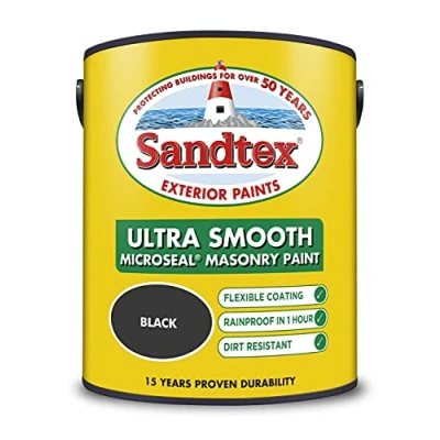Image of Sandtex masonry paint, 5 litres, ultra smooth brickwork, black