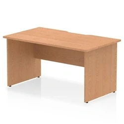 Image of Impulse 1400 x 800mm Scalloped Edge Straight Office Desk Oak Top Panel End Leg
