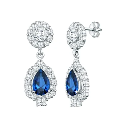 Image of Elli Women&#039;s 925 Sterling Silver Xilion Cut Sapphire Earrings