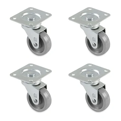 Image of Amig Set of 4 Furniture Castors Mod. 2500 with Plate and Bearings Size 40 mm Diameter Maximum Load per Castor 22 kg Made Nylon Grey without Brake