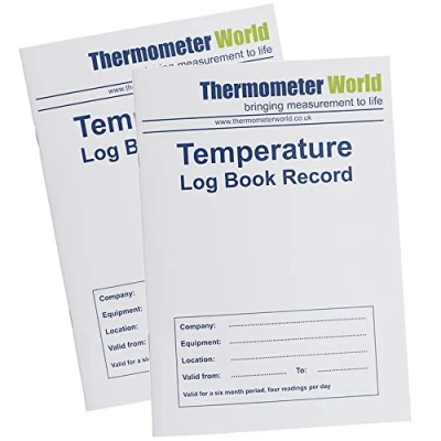 Image of Twin Pack Fridge Temperature Log Book 6 Months Record Monitor Freezer Cooking Baking Food Safety and Hygiene