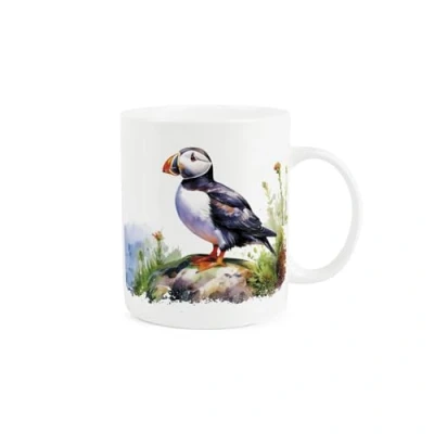Image of Purely Home Puffins Mug Coastal Sea Birds Tea/Coffee Bone China Cup Gift/Present for Bird Lovers