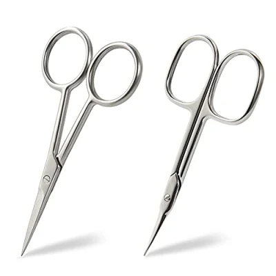Image of BEZOX 2pcs Scissors Set Sharp Nail Scissors, Cuticle Scissor, Eyebrow Grooming Cutters, Beard Trimming Hair Cutting Professional for Women or Men