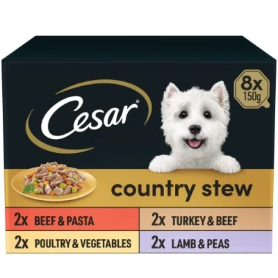 Image of Cesar Country Stew Adult Wet Dog Food, Special Selection, Pack of 3 (3 x 8 Trays 150 g)