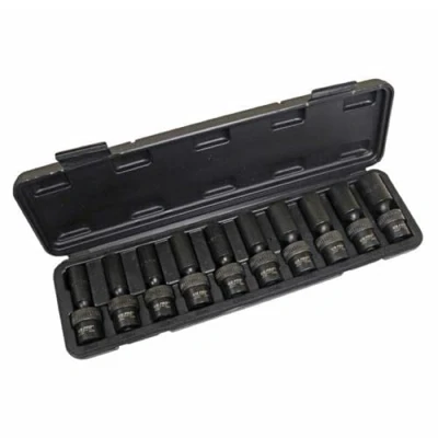 Image of US PRO INDUSTRIAL 10pc 3/8&quot; DR 6pt Swivel Impact Deep Wobble Socket Set 10 19mm 3970