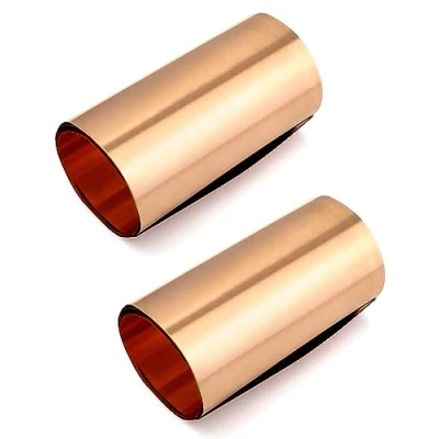 Image of QWORK® 2 Rolls of 0.1mm Copper Sheet Roll, 99.9% Pure Metal Foil Each Roll x 20cm 1M (0.004&quot; 8&quot; 39.5&quot;)