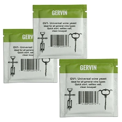 Image of 3X Gervin Wine Yeast GV1#1 Green Label General Purpose White &amp; Red 5g 23L