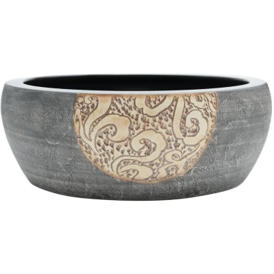 Image of vidaXL Countertop Basin Black and Brown Round Φ41x14 cm Ceramic